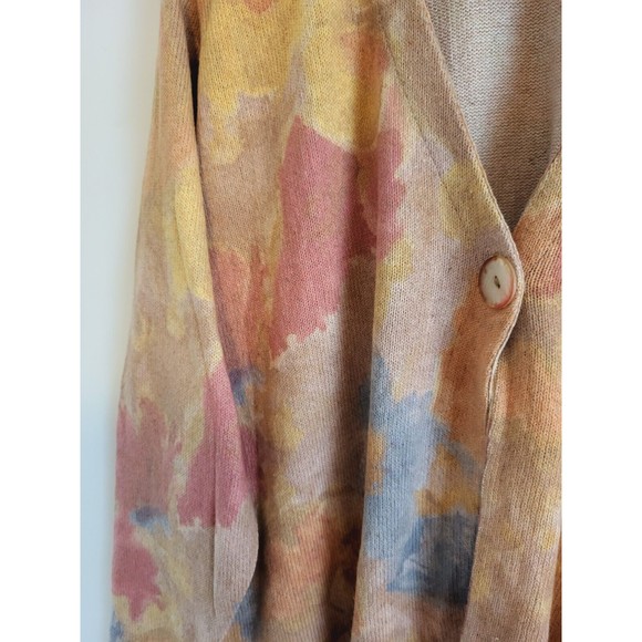 Vintage Gabriella T Linen Blend Floral Cardigan Womens Size 1X Italy Long Sleeve - Picture 10 of 12